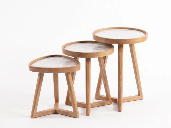 "طقم ترابيزات متداخلة بتصميم هندسي عصري – لمسة أناقة لبيتك" – Light brown