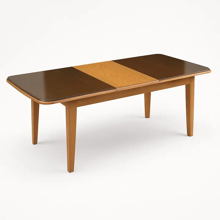 Rectangular Extendable Wooden Dining Table with Two-Tone Top